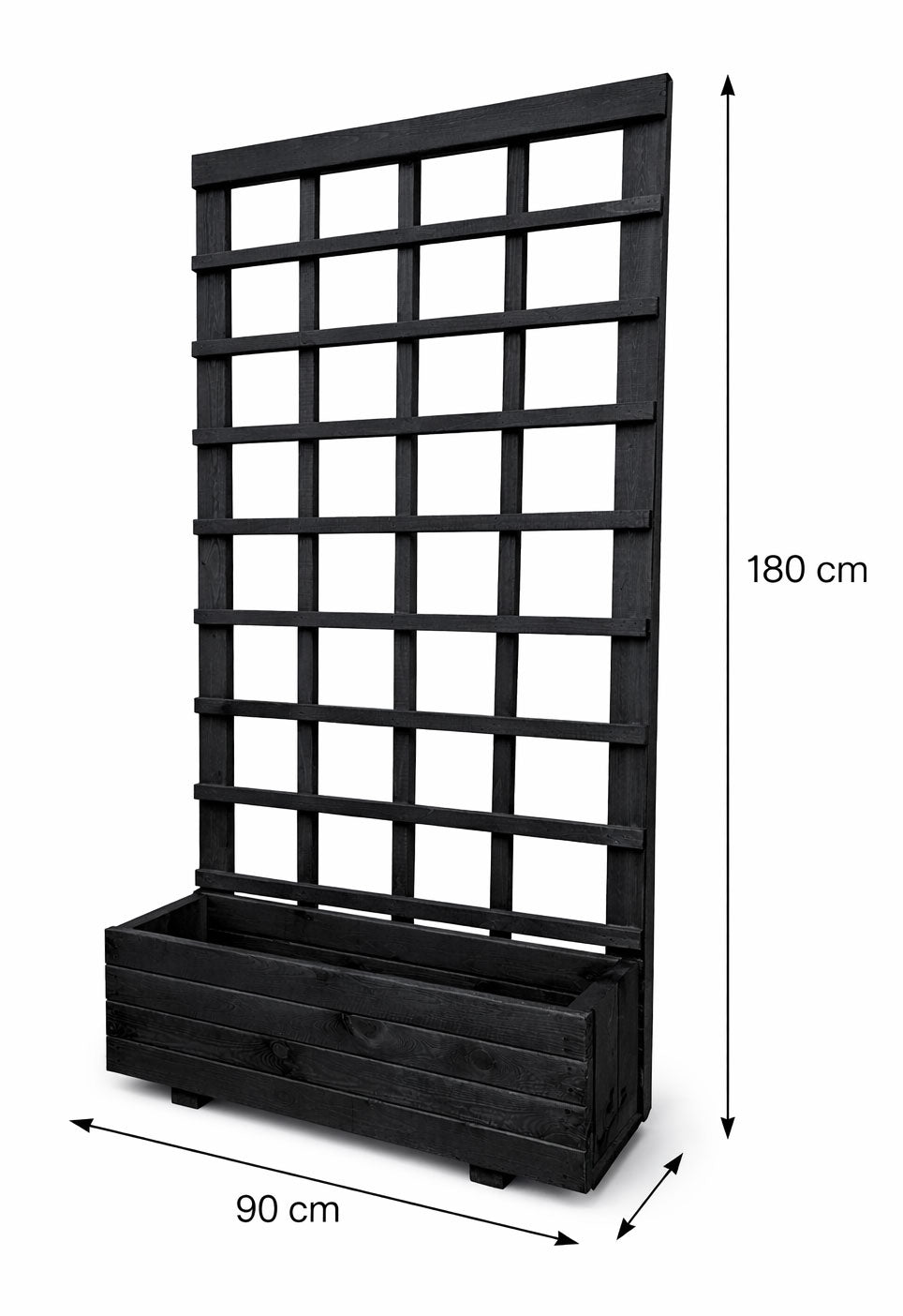 Heavy Duty Wooden Planter Boxes with Tall 1.8m Trellises - Brown or Black