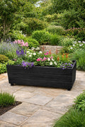 Extra Deep Wooden Trough Garden Planter Black - Long Rectangular Patio Planter Herbs and Perennials