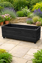 Extra Deep Wooden Trough Garden Planter Black - Long Rectangular Patio Planter Herbs and Perennials