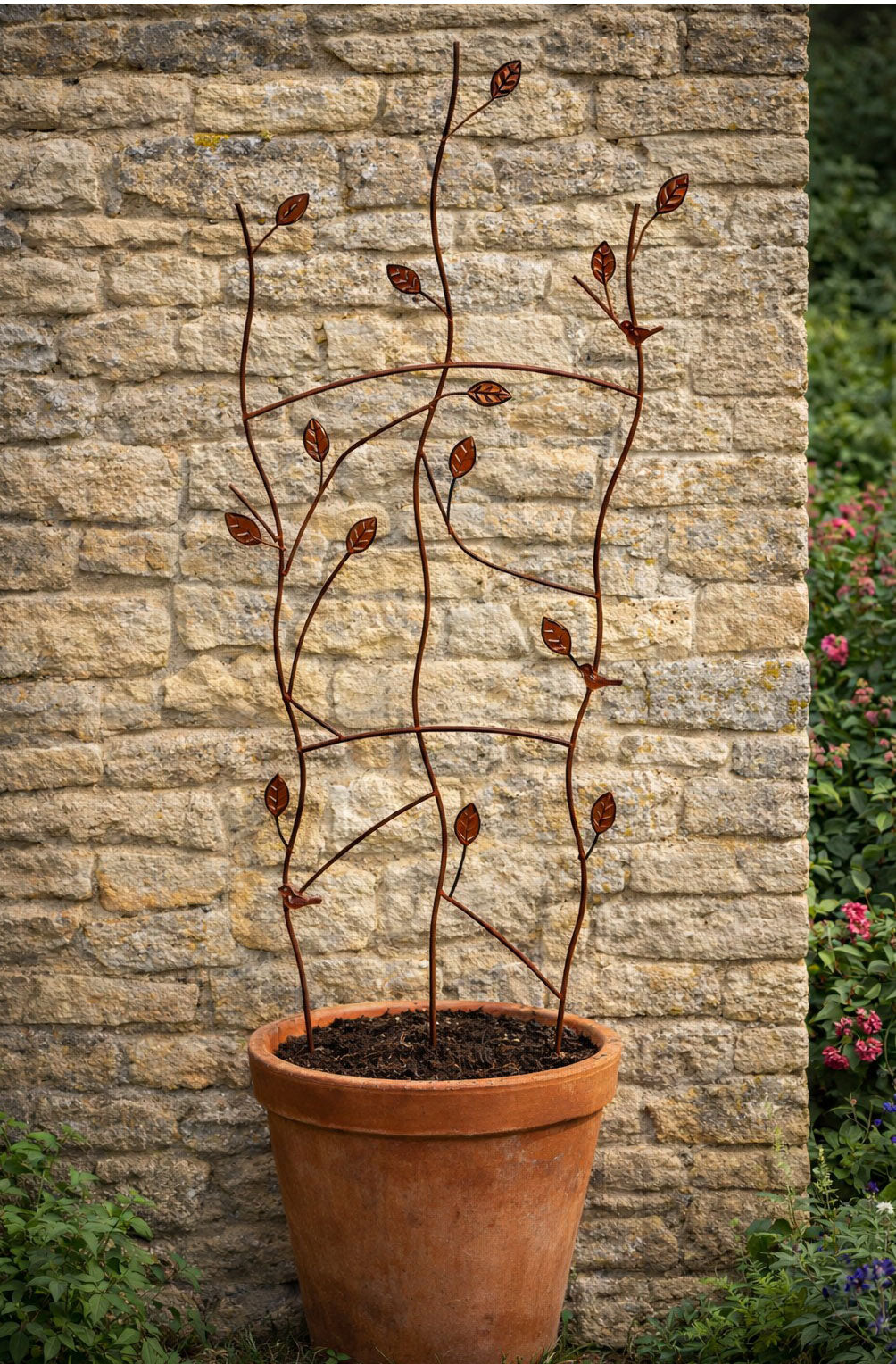 Rust Garden Trellis Panel - Decorative Steel Wall Trellis for Climbing Plants