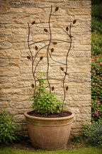 Rust Garden Trellis Panel - Decorative Steel Wall Trellis for Climbing Plants