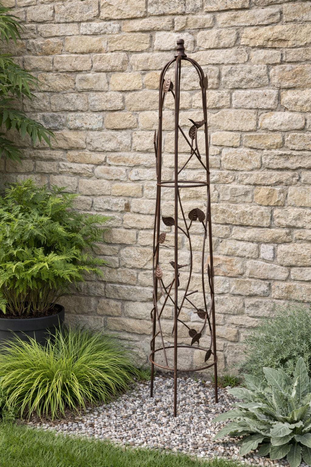 Rustic Finish Metal Garden Obelisk Plant Support for Climbing Flowers and Garden Display