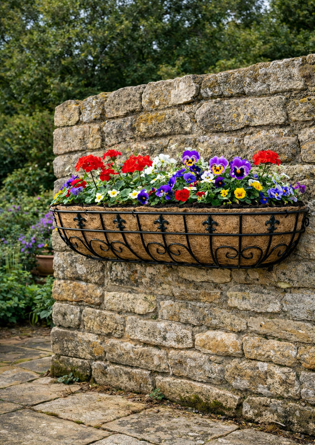 Decorative Metal Window Boxes with Coco Liner - Outdoor Metal Flower Box 3 Sizes