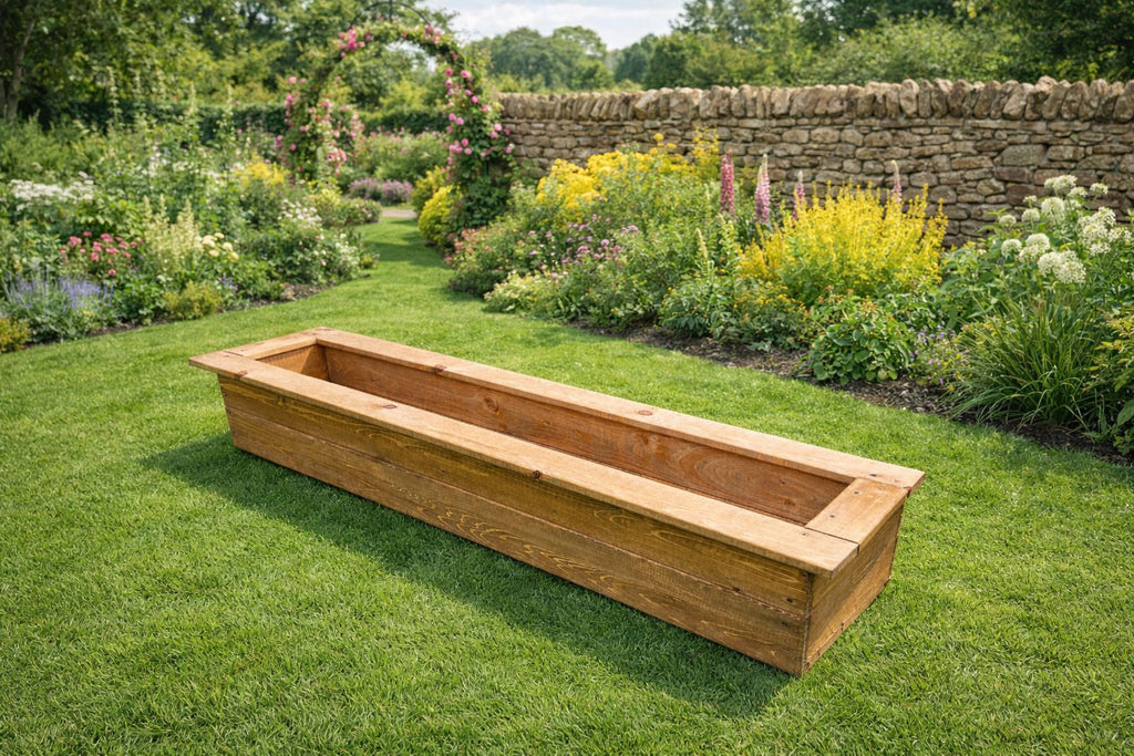 Rectangular Wooden Garden Planter 126cm – Heavy Duty Outdoor Planter Box for Patio & Balcony