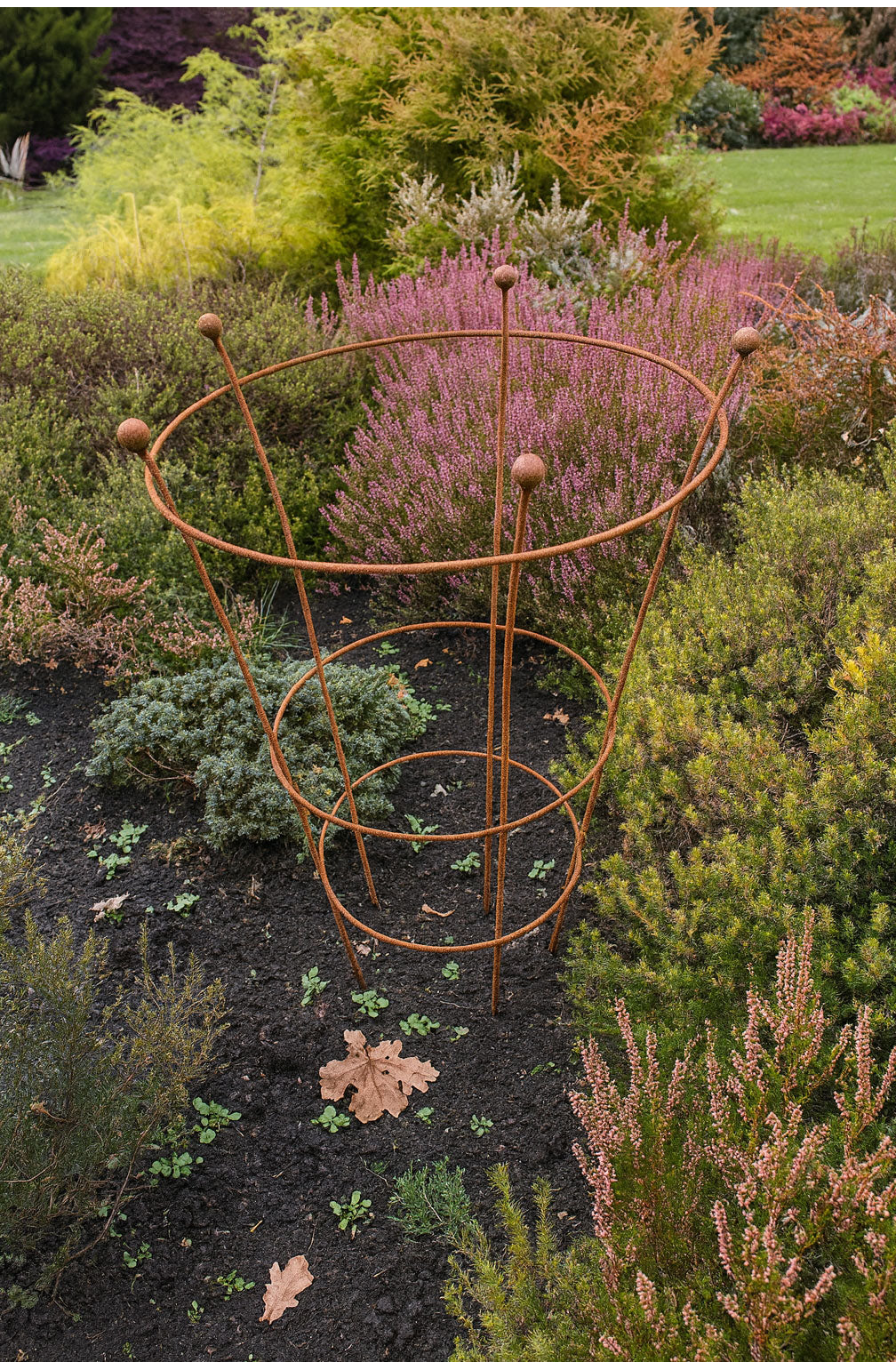 Rust Finish Herbaceous Peony Support – Metal Plant Ring for Perennials