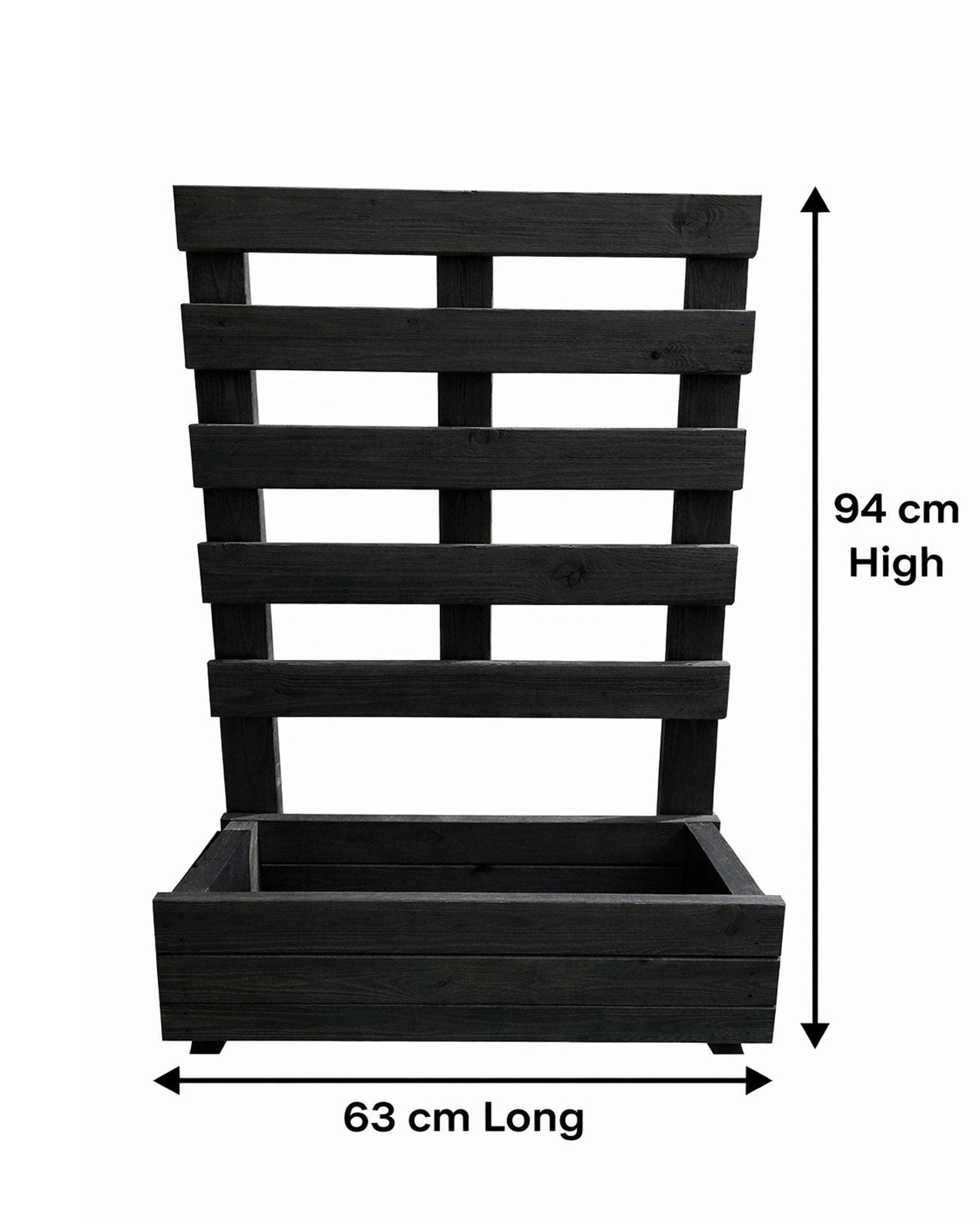 Modern Wooden Black Planter with Trellis - Vertical Frame Garden Planter