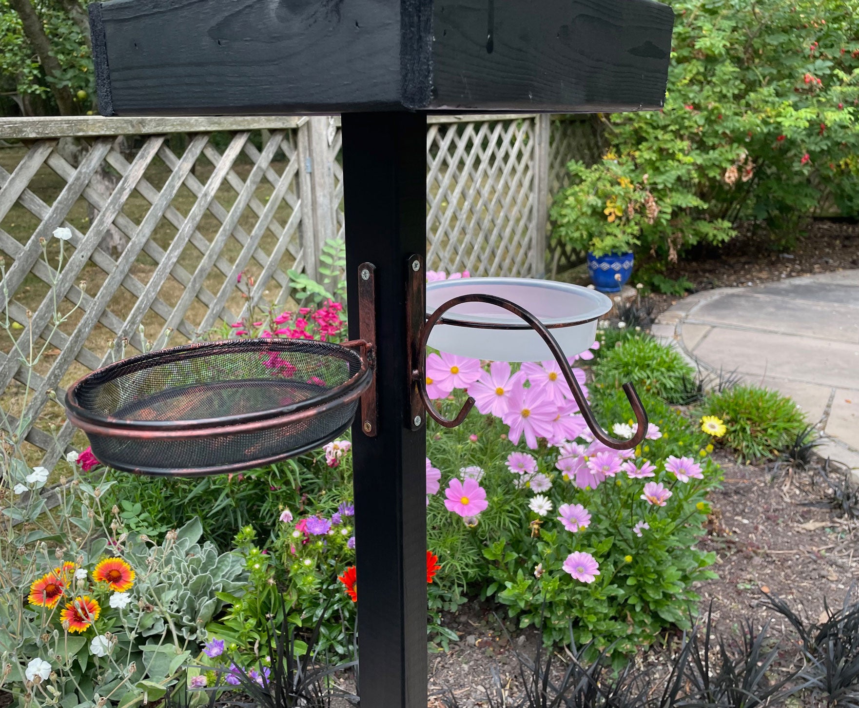 Slate Roof Wooden Bird Table with Feeding Station – Sturdy Outdoor Bird Feeder