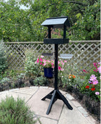 Slate Roof Wooden Bird Table with Feeding Station – Sturdy Outdoor Bird Feeder