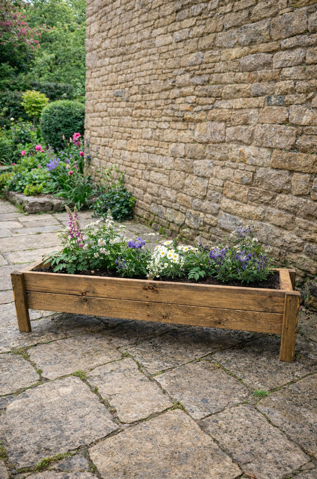 Raised Wooden Planter Boxes Fully Assembled Outdoor Herb & Flower Containers