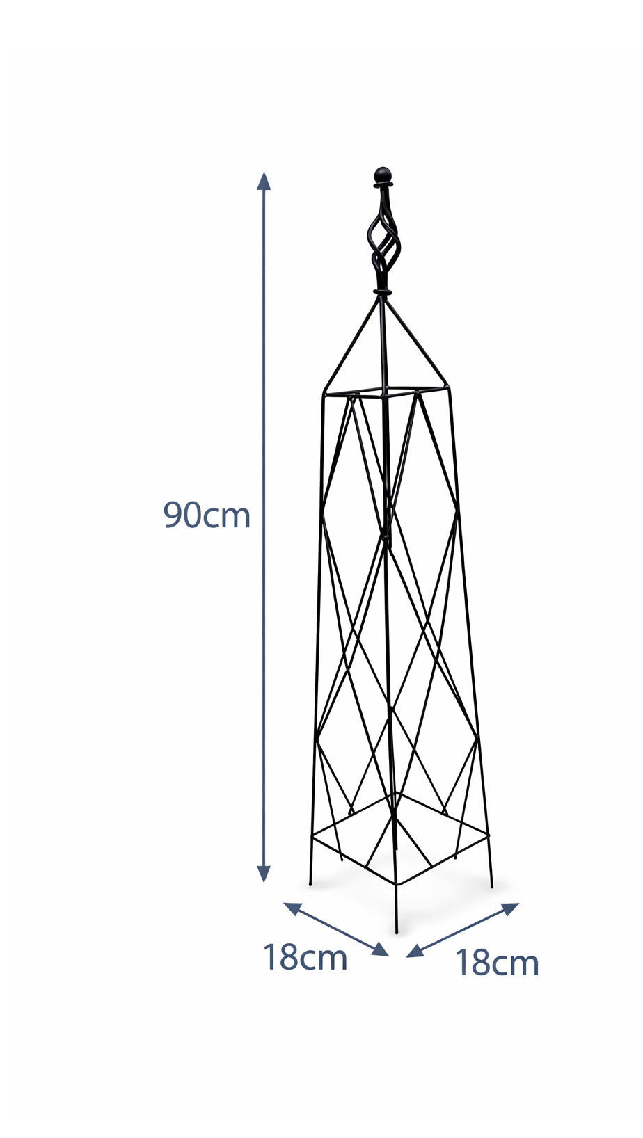 Small Black Metal Plant Pot Obelisk Climbing - 90cm Climbing Plant Support for Pots & Containers
