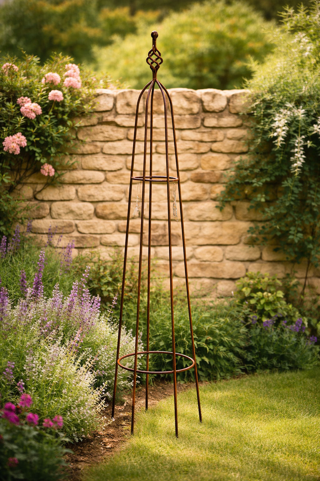 Garden Obelisk 140cm Frame Naturally Rusted Finish - Climbing Plant Support