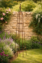 Garden Obelisk 140cm Frame Naturally Rusted Finish - Climbing Plant Support