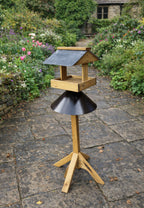 Wooden Bird Table with Slate Roof - Squirrel Proof Garden Bird Feeding Station
