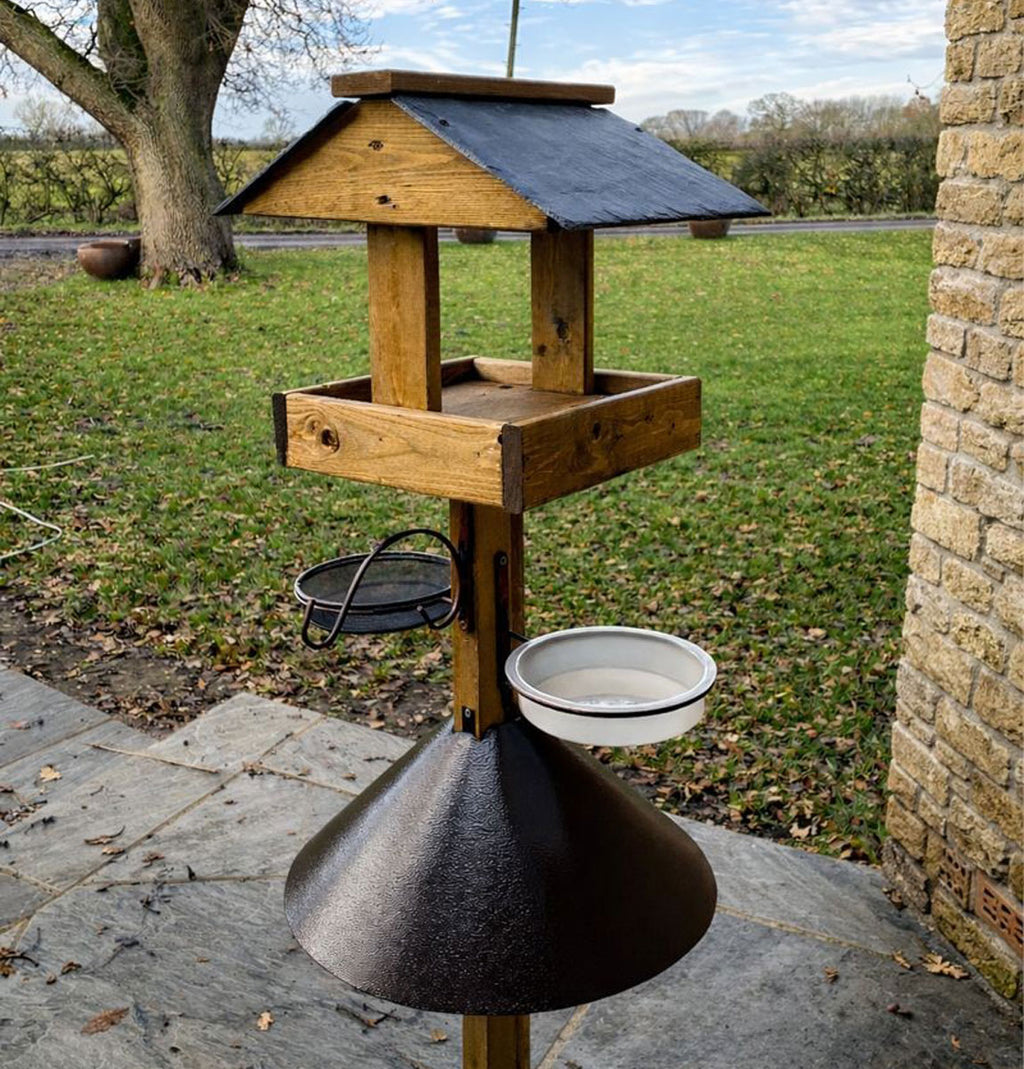 Outdoor Wooden Bird Table with Squirrel Baffle – Complete Garden Feeding Station