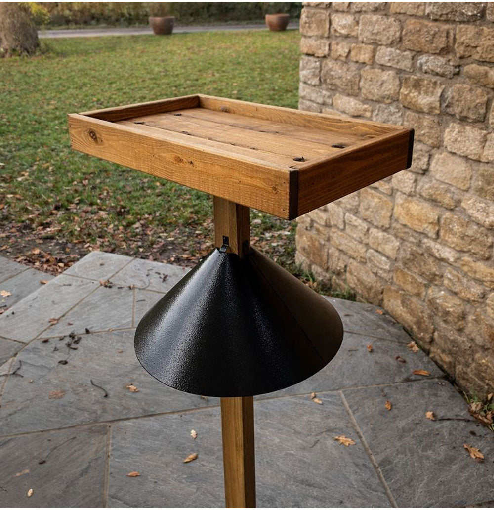 Wooden Bird Large Feeding Table with Metal Squirrel Proof Baffle
