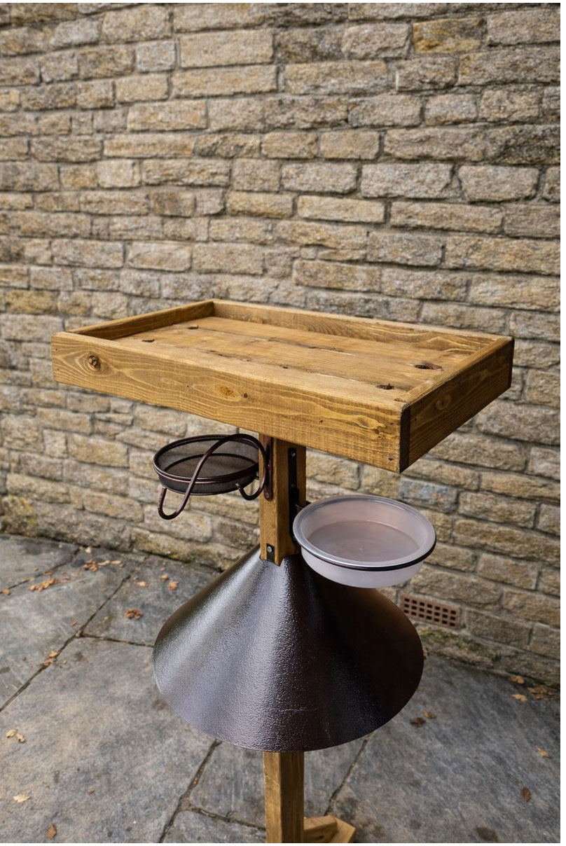 Wooden Bird Feeding Station Large Table with Metal Squirrel Baffle