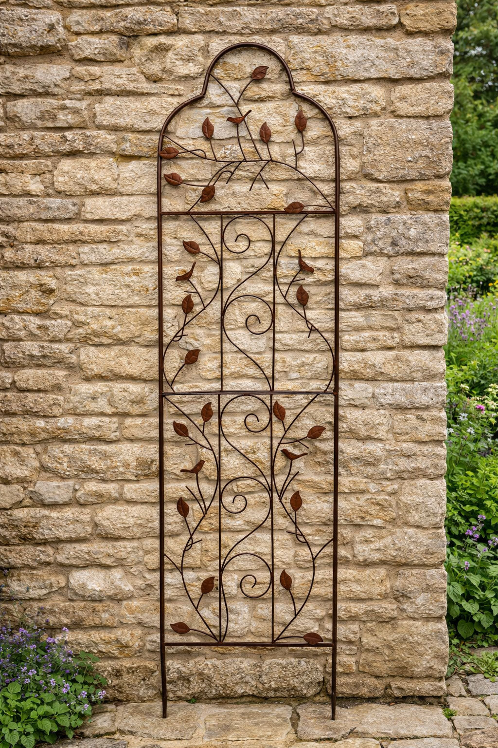 Garden Trellis Panel Vintage Rust Coating for Climbing Plants