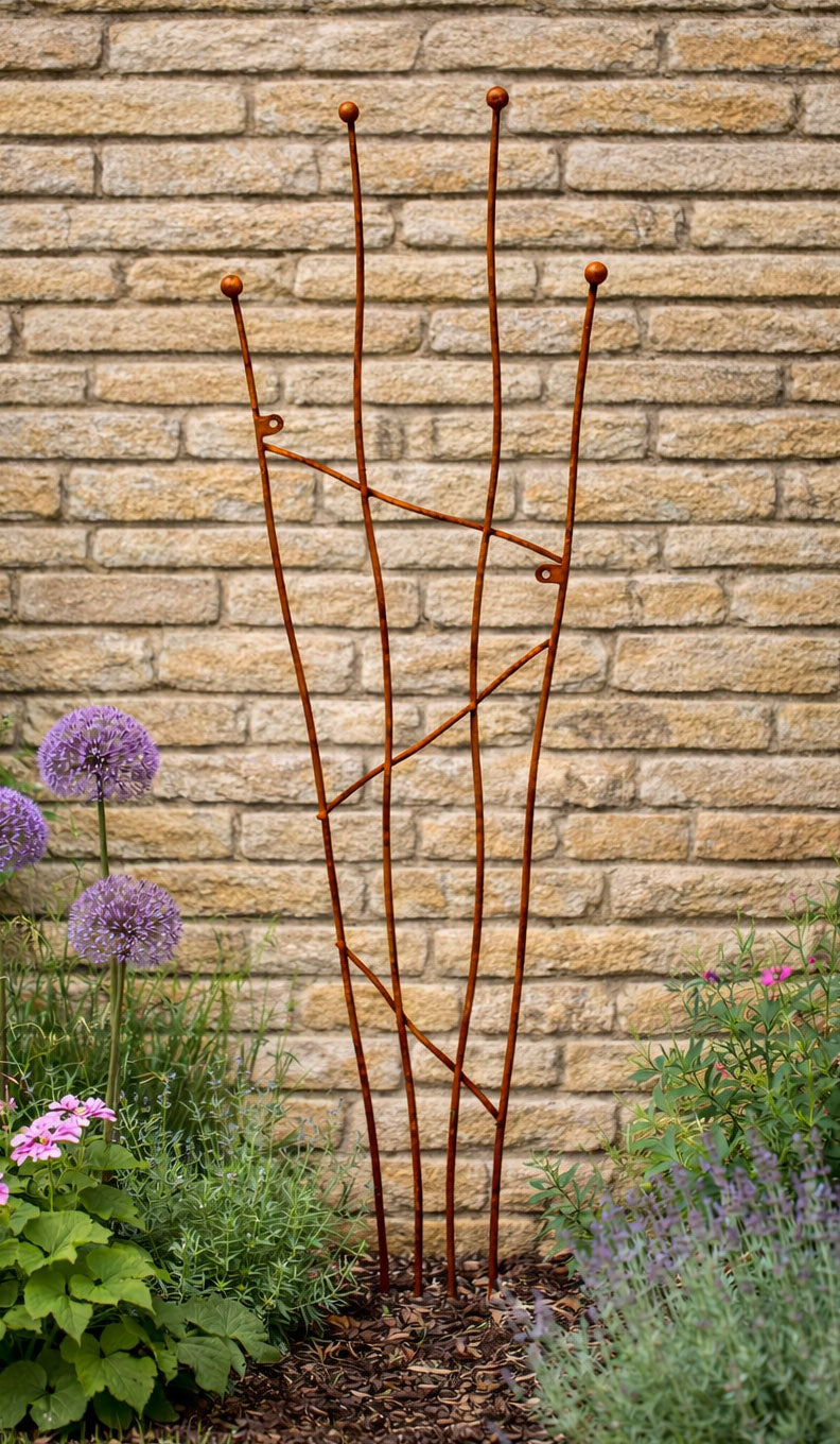 Metal Garden Trellis for Climbing Plants - Strong Steel Wall Support - Black or Rust
