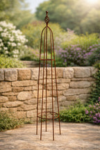 Garden Obelisk 140cm Frame Naturally Rusted Finish - Climbing Plant Support