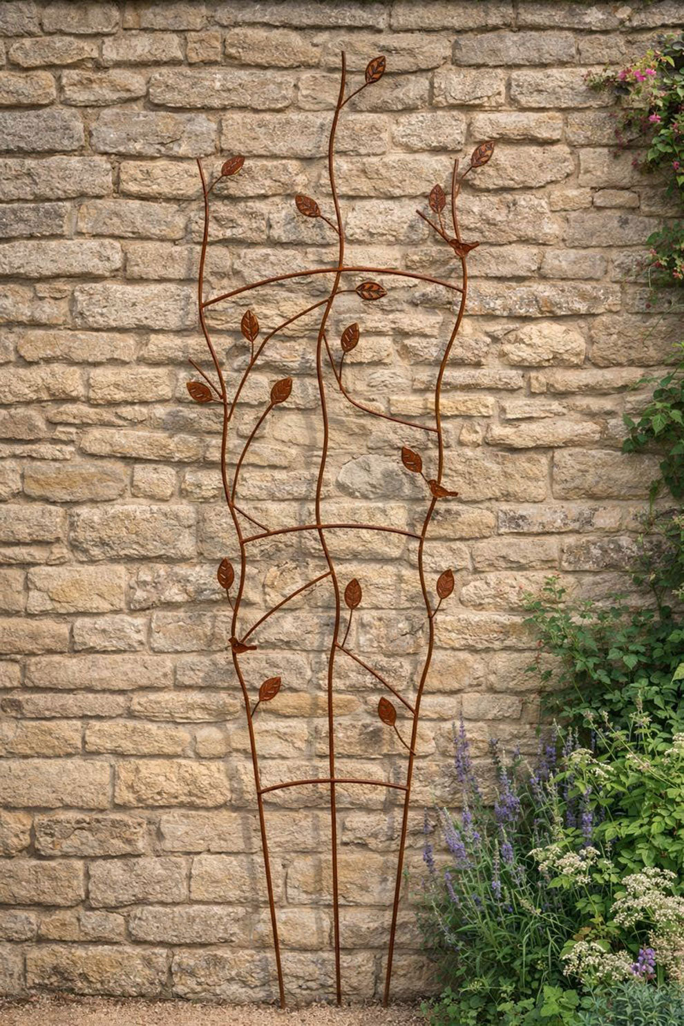Rust Garden Trellis Panel - Decorative Steel Wall Trellis for Climbing Plants