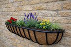 Large Twin Pack Wall Trough Planters for Patio and Garden Walls - Wall Mounted Outdoor Plant Containers