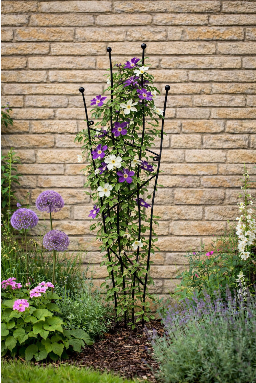 Metal Garden Trellis for Climbing Plants - Strong Steel Wall Support - Black or Rust