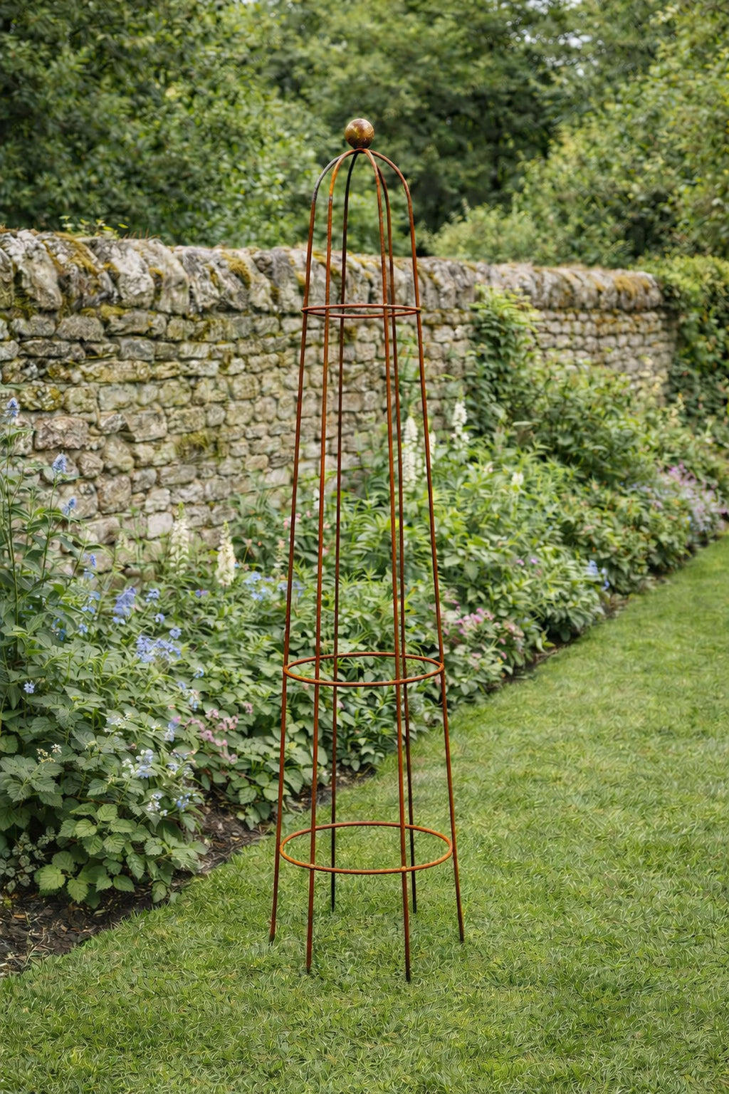Large Metal Plant Support Rust Obelisk – 210cm Garden Trellis for Climbing Plants