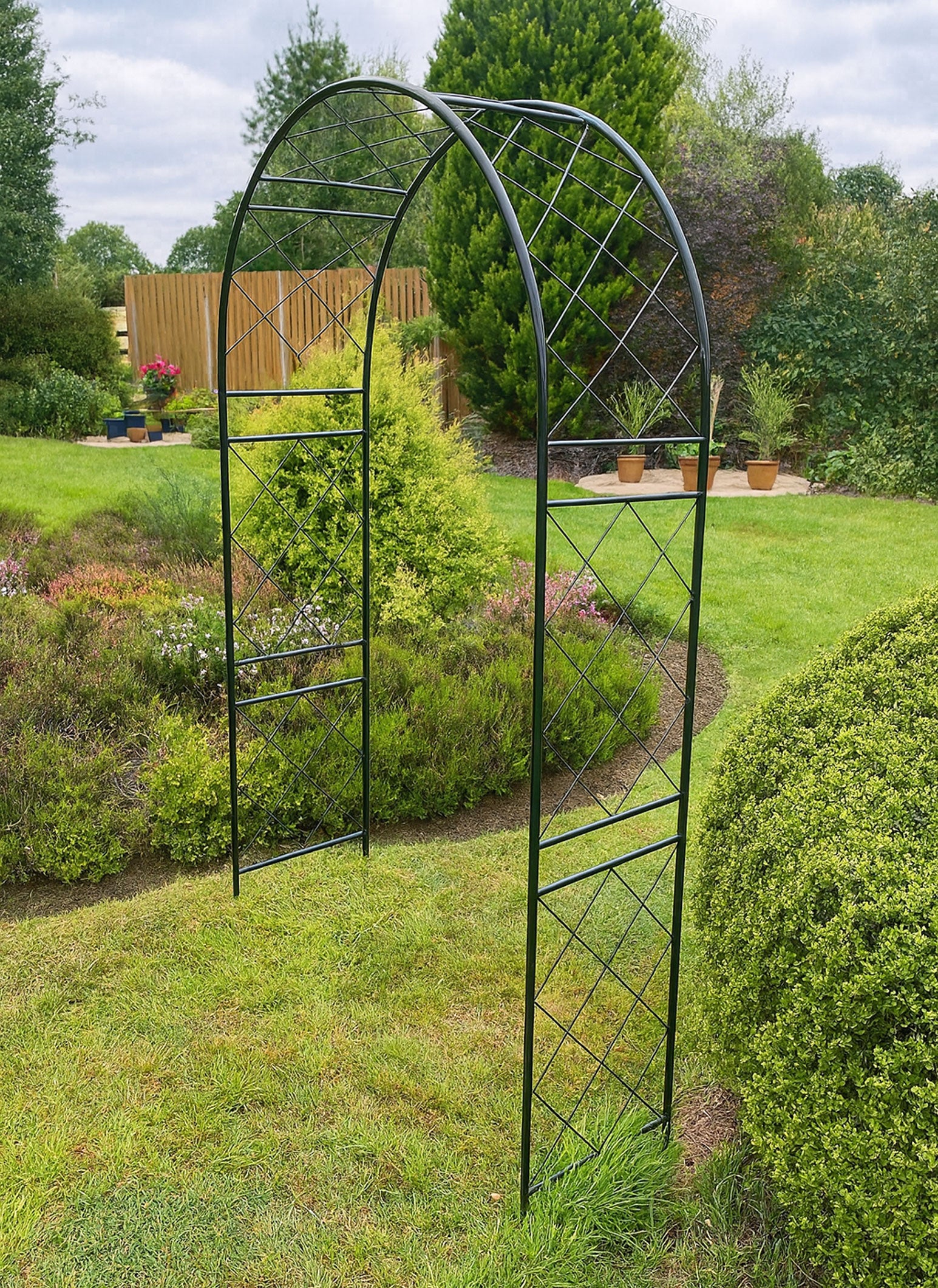 Sturdy Outdoor Garden Arch - Lattice Steel Trellis for Vertical Growing