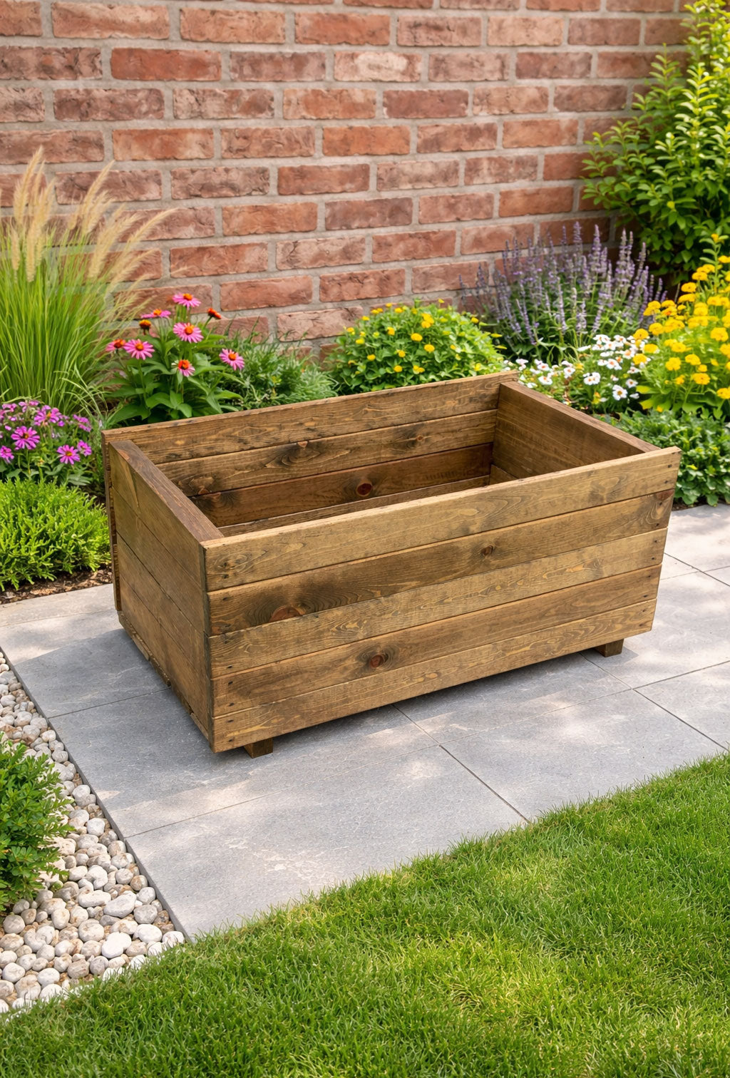 Extra Height Width Wooden Garden Planter Heavy Duty Timber Trough for Shrubs and Flowers