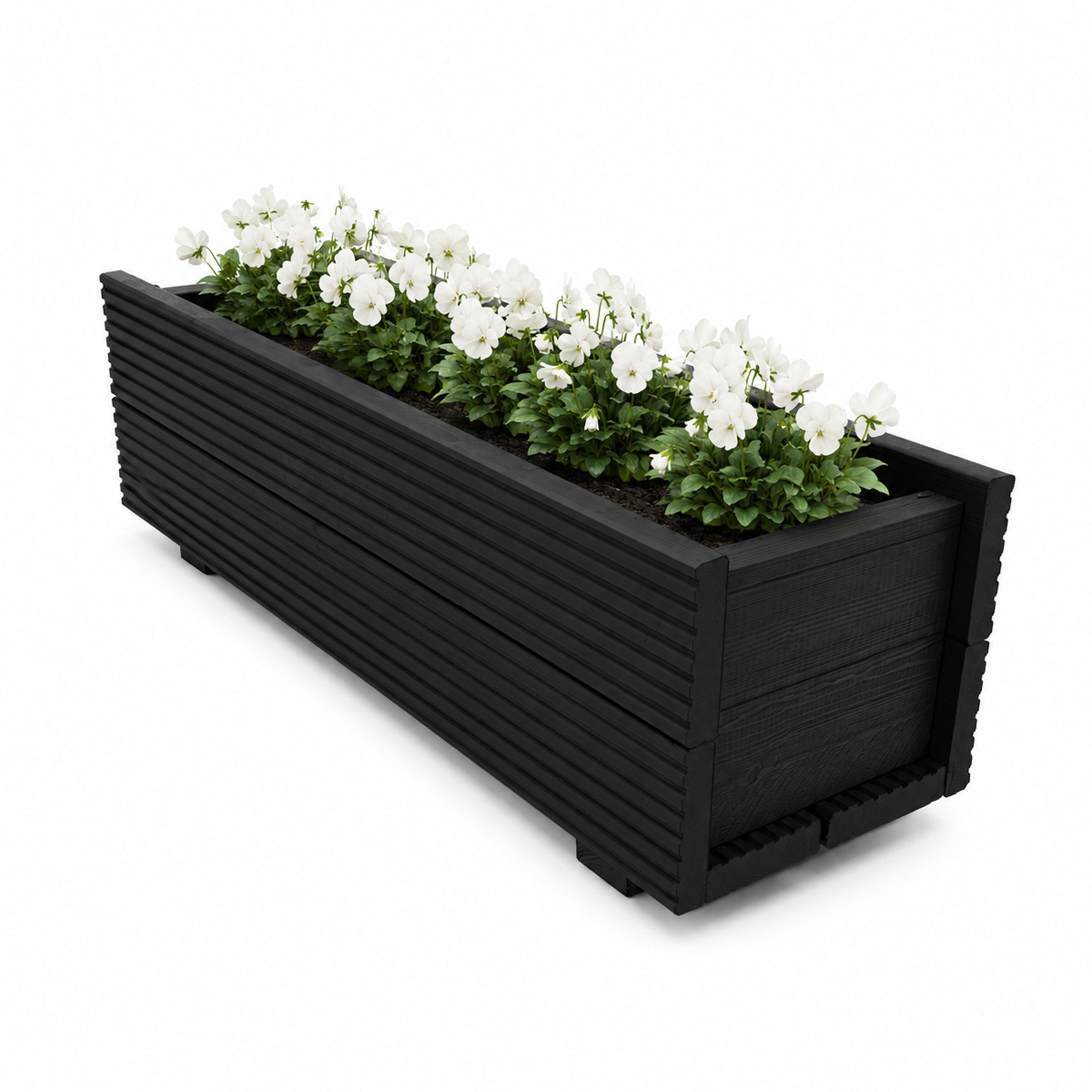 Black Decking Wooden Garden Troughs – Handmade Planter Boxes for Outdoor Flowers Herbs Vegetables Shrubs