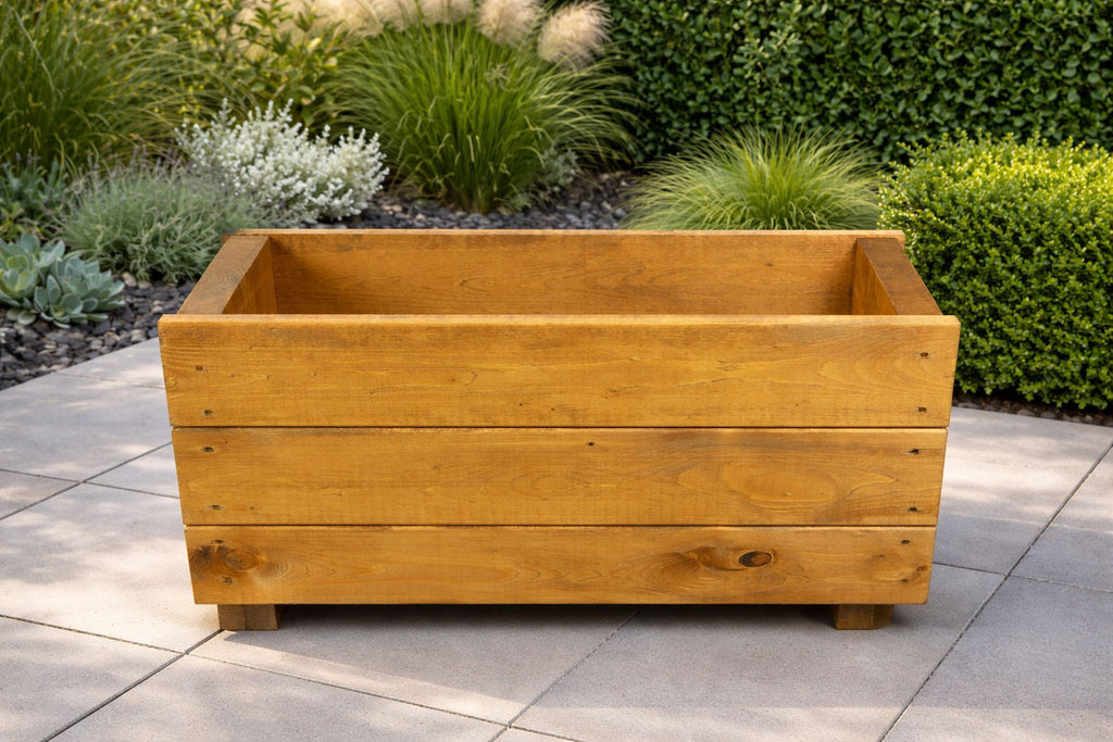 Rustic Wooden Planters Twin Pack - Fully Assembled Outdoor Garden Container Boxes