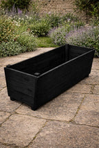 Extra Deep Wooden Trough Garden Planter Black - Long Rectangular Patio Planter Herbs and Perennials