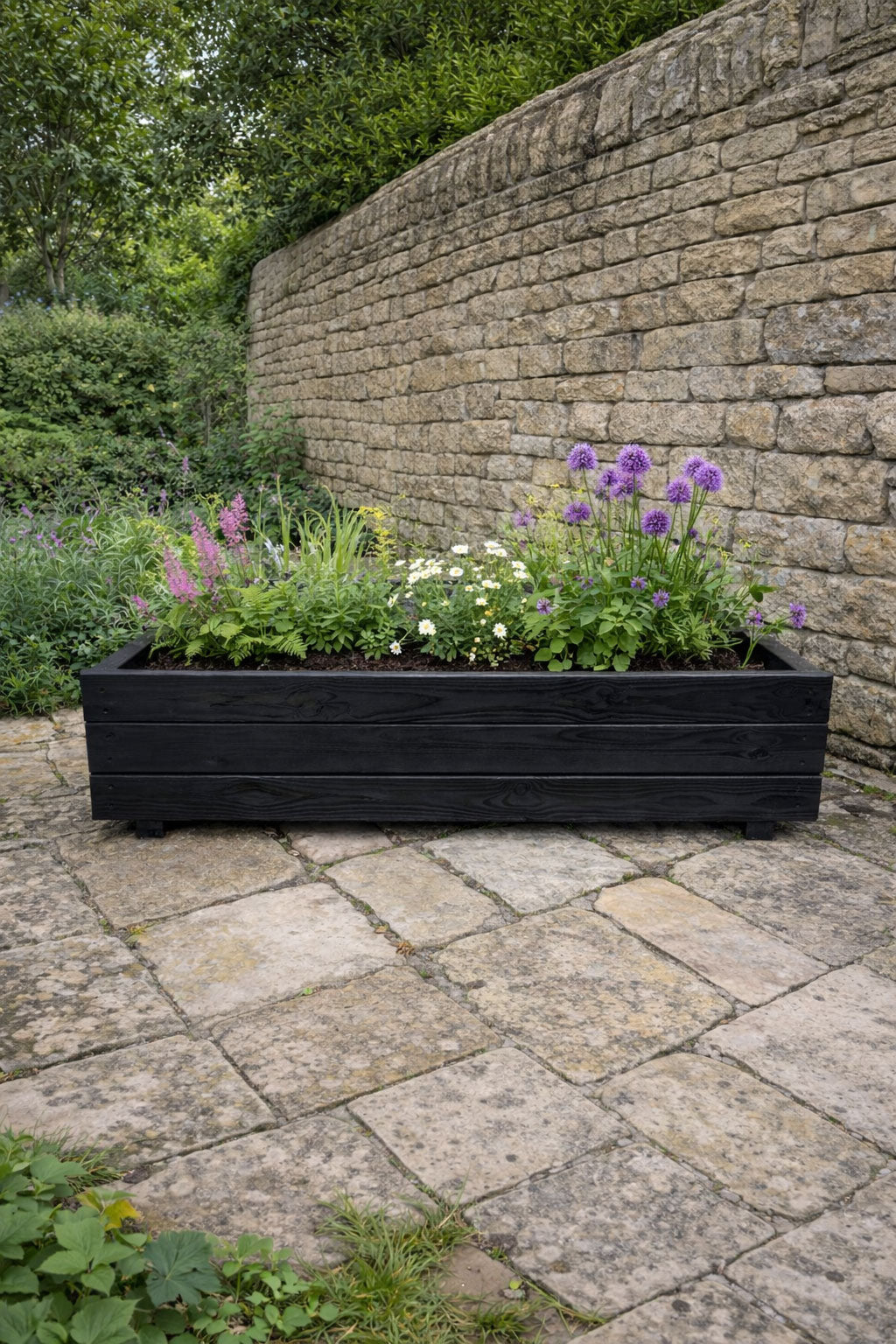 Handcrafted Timber Patio Planters - Modern Black Outdoor Wooden Box Containers