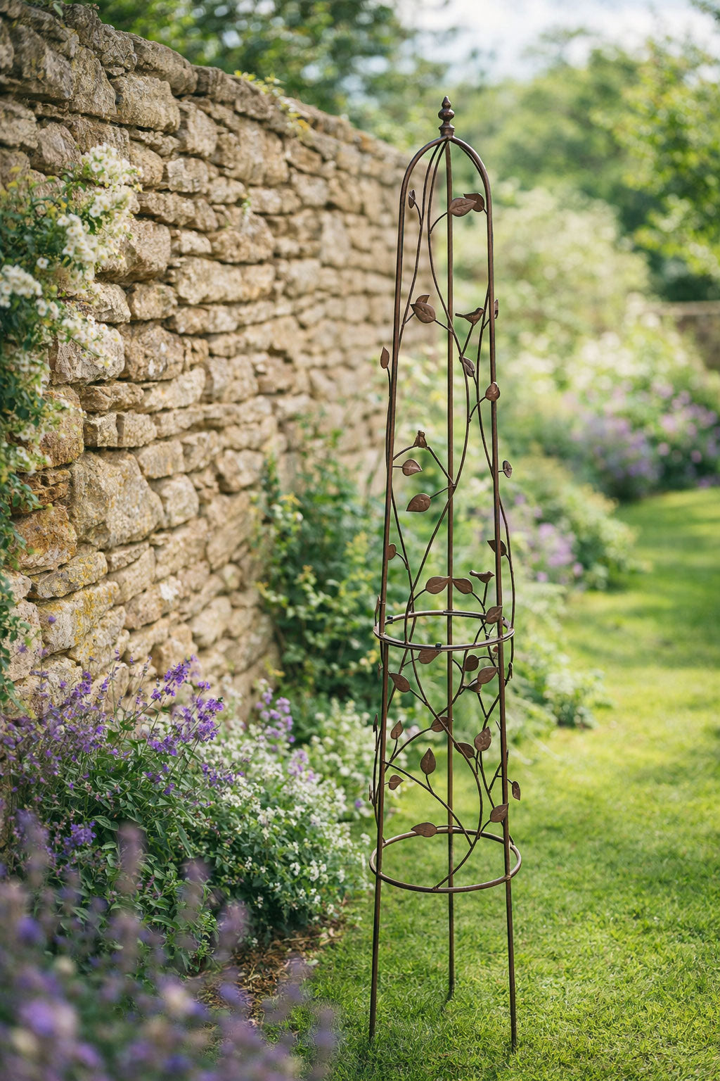Decorative Metal Garden Obelisk 160cm - Climbing Plant Frame Trellis with Ornate Bird Detail