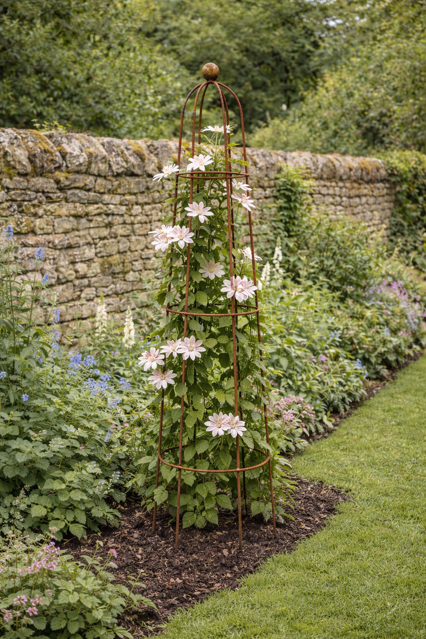 Large Metal Plant Support Rust Obelisk – 210cm Garden Trellis for Climbing Plants