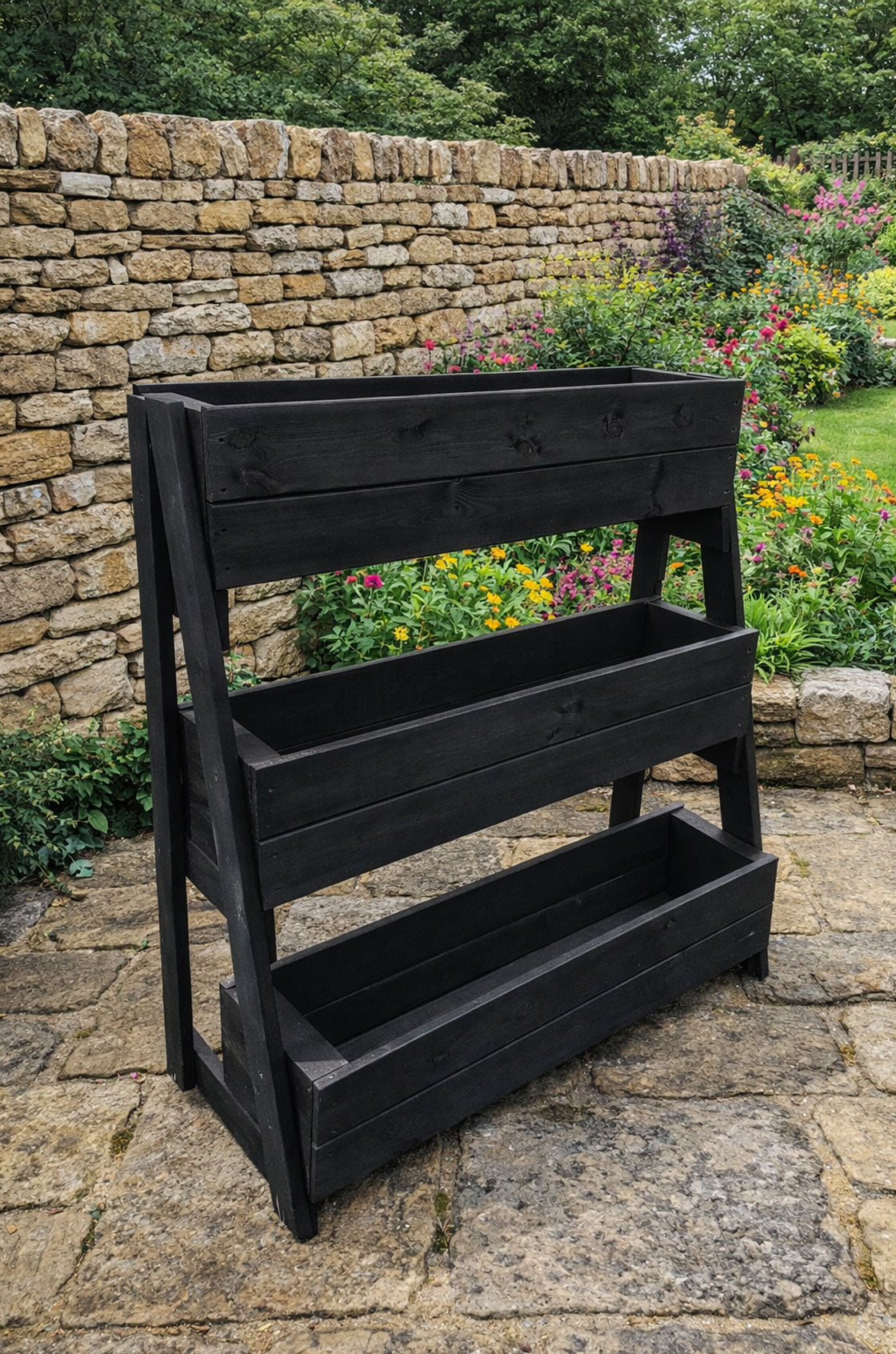 Handcrafted Tiered Wooden Garden Planter - Ideal for Strawberries, Herbs & Flowers
