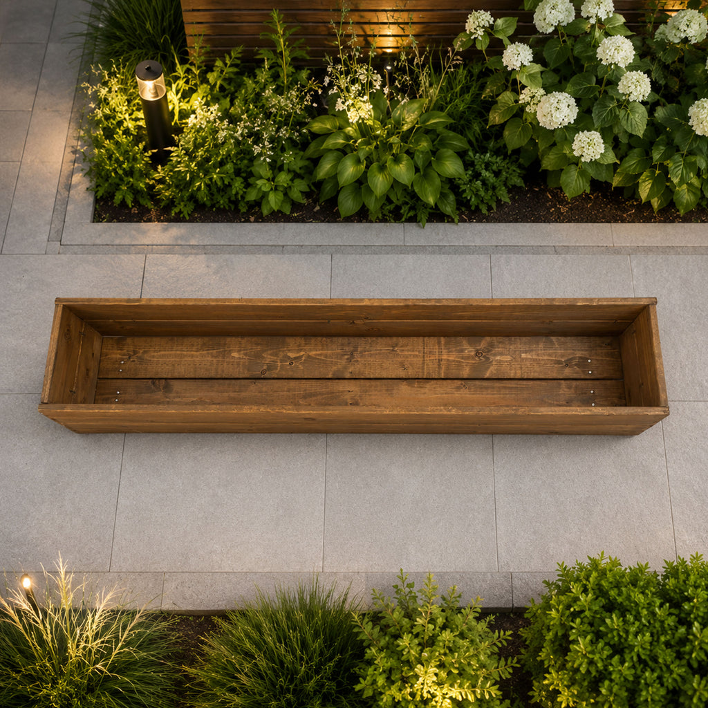 Wooden Window Planter Trough - Fully Assembled Timber Flower &amp; Herb Planter