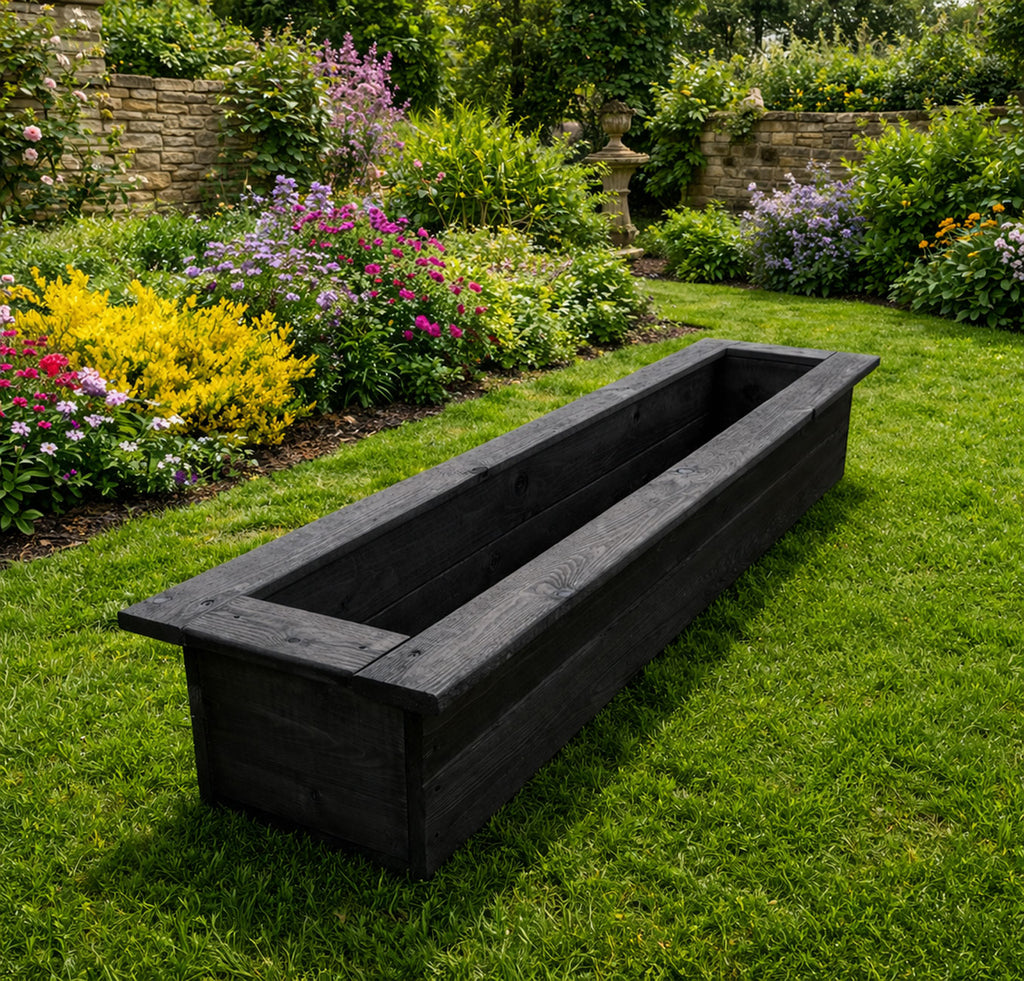 Wooden Outdoor Planter Box 126cm - Fully Assembled Garden Trough Rectangular Planter