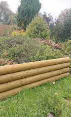 Horizontal Garden Wooden Log Edging Timber Border Fence Panels 3 Sizes