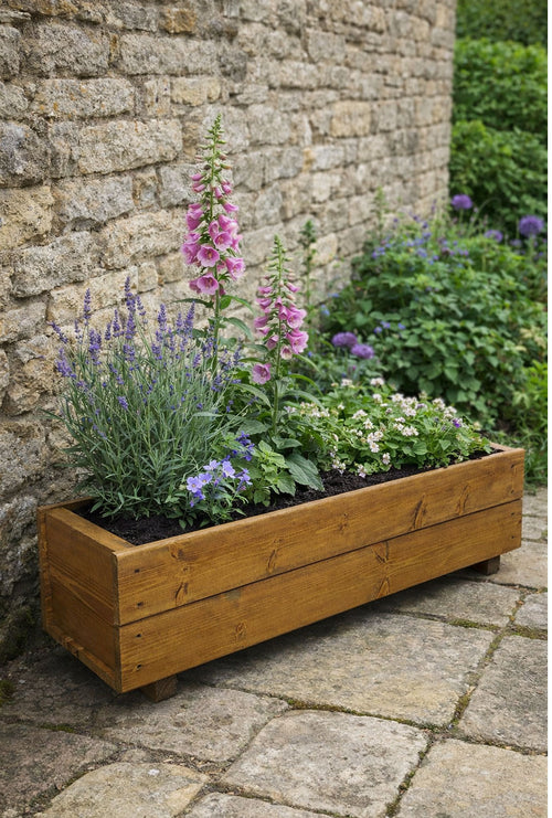 Handmade Wooden Garden Planter Boxes - Pair of 90cmn Outdoor Troughs