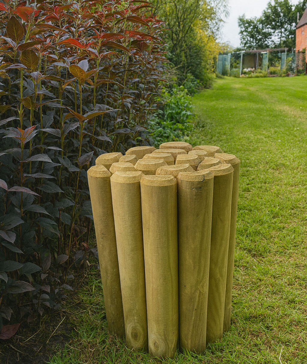 Heavy-Duty 70mm Half-Round Timber Log Roll – Flexible Garden Border & Lawn Edging