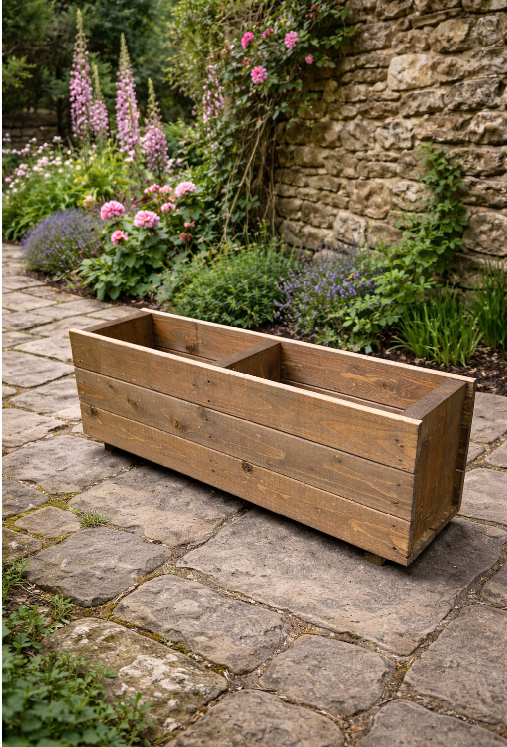 Rectangular Wooden Trough Planters Supplied in 4 Sizes Heavy Duty Garden Containers