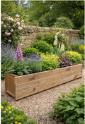 Long Timber Planter 120cm Patio Balcony Container Handmade Wooden Herb Flower Rectangular Growing Box