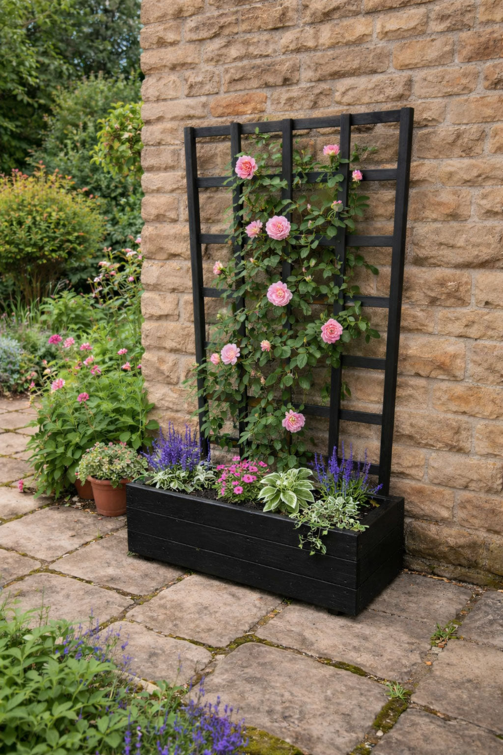 Wooden Planter Trellises – Fully Assembled Garden Planter with Support Frames Brown or Black