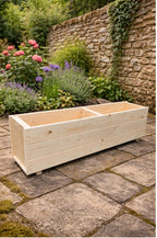 Rectangular Wooden Trough Planters Supplied in 4 Sizes Heavy Duty Garden Containers