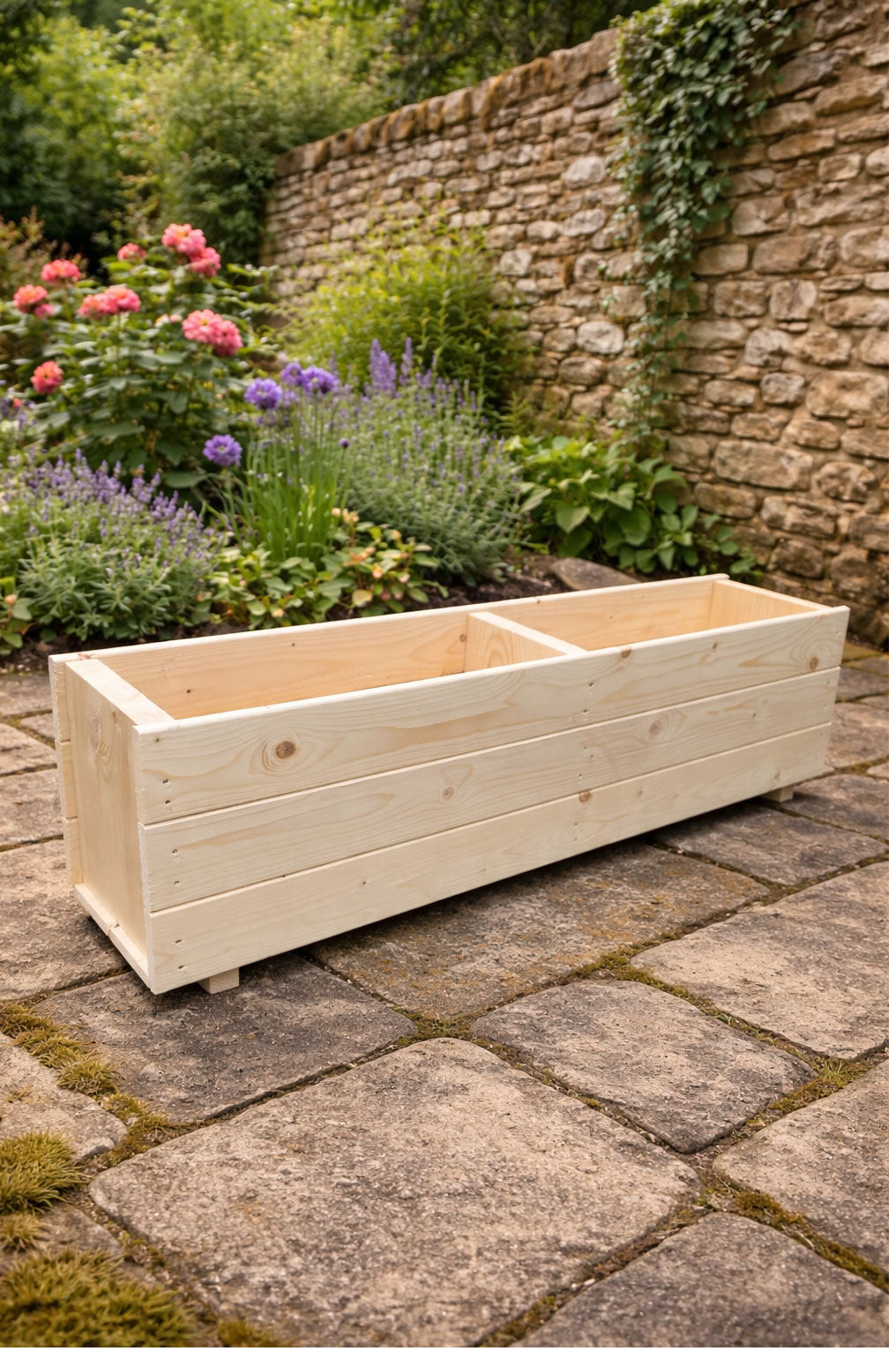 Rectangular Wooden Trough Planters Supplied in 4 Sizes Heavy Duty Garden Containers
