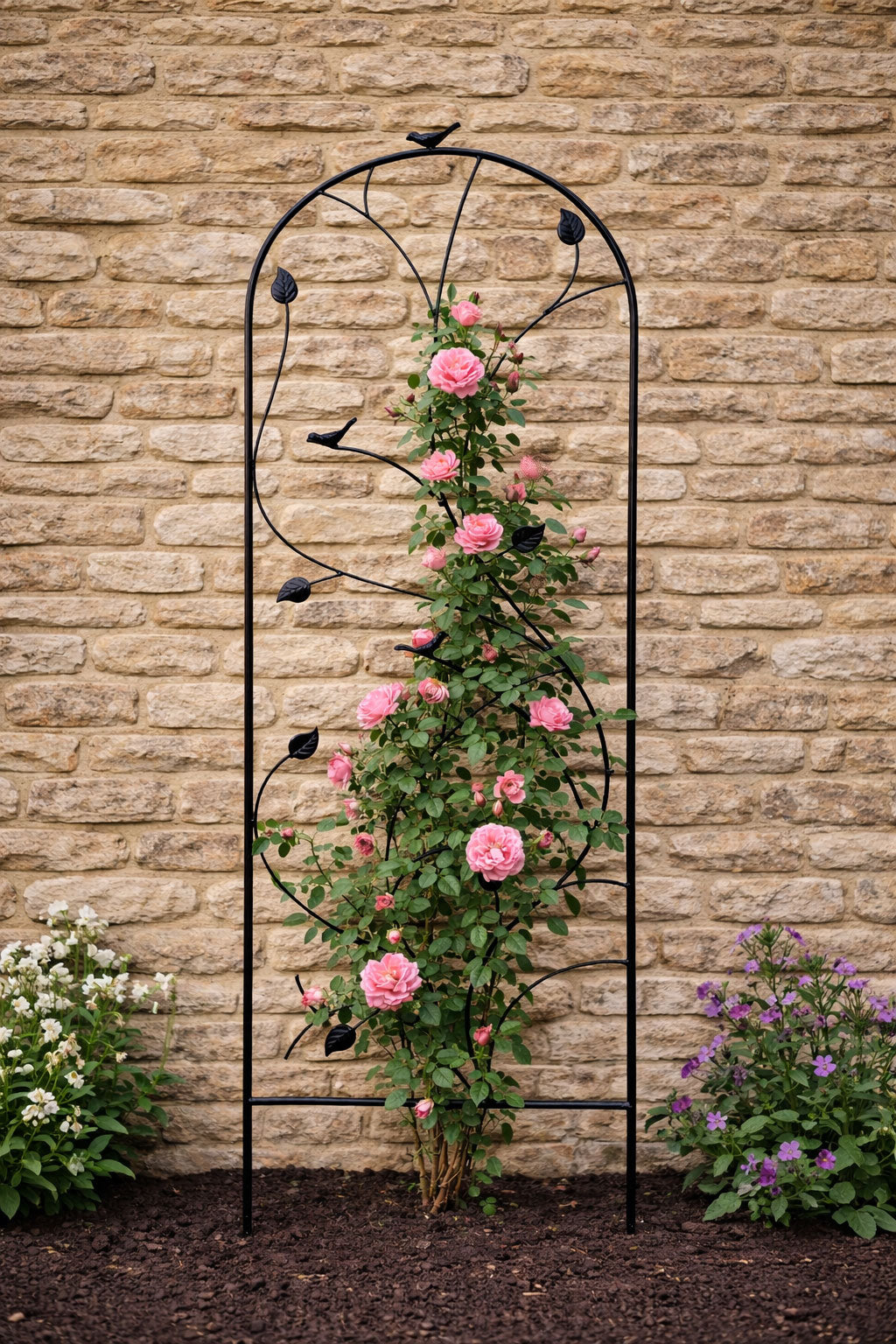 Decorative Metal Garden Trellis for Climbing Plants - Outdoor Wall Support