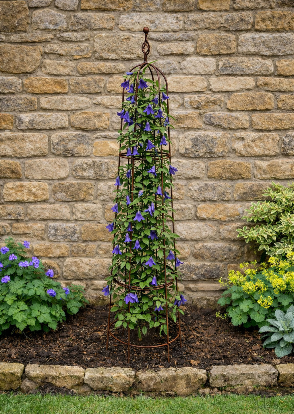 Garden Obelisk for Climbing Plants & Roses - Rustic Solid Steel Plant Support