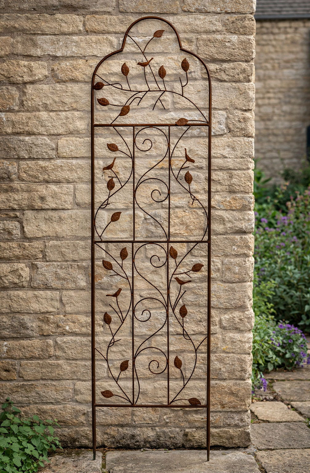 Garden Trellis Panel Vintage Rust Coating for Climbing Plants