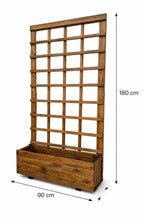 Heavy Duty Wooden Planter Boxes with Tall 1.8m Trellises - Brown or Black